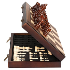 Hurdaos magnetic wooden chess board open, sturdy walnut and maple, ideal for focused play