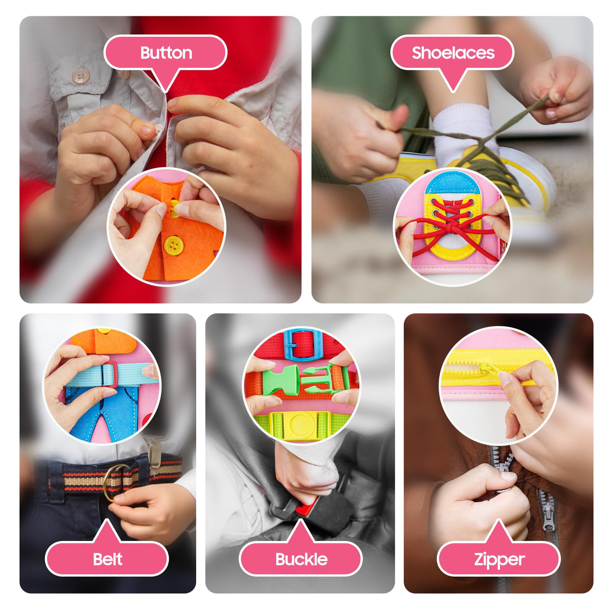 Hurdaos Busy Book travel-friendly design for on-the-go play.