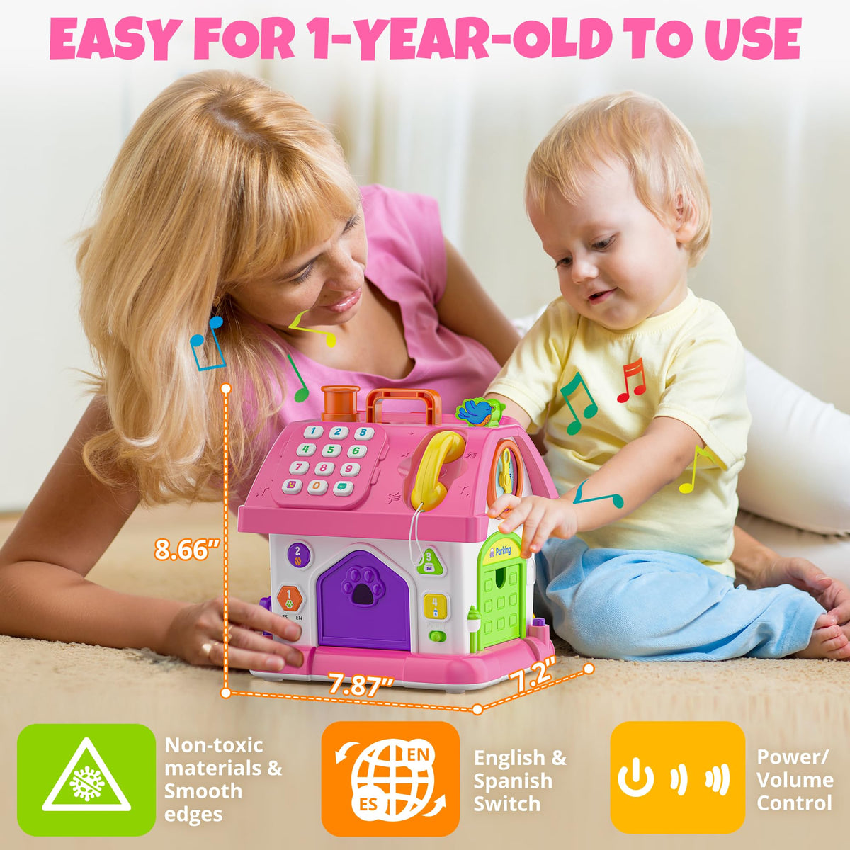 Hurdaos Montessori toy house radio and telephone for interactive learning