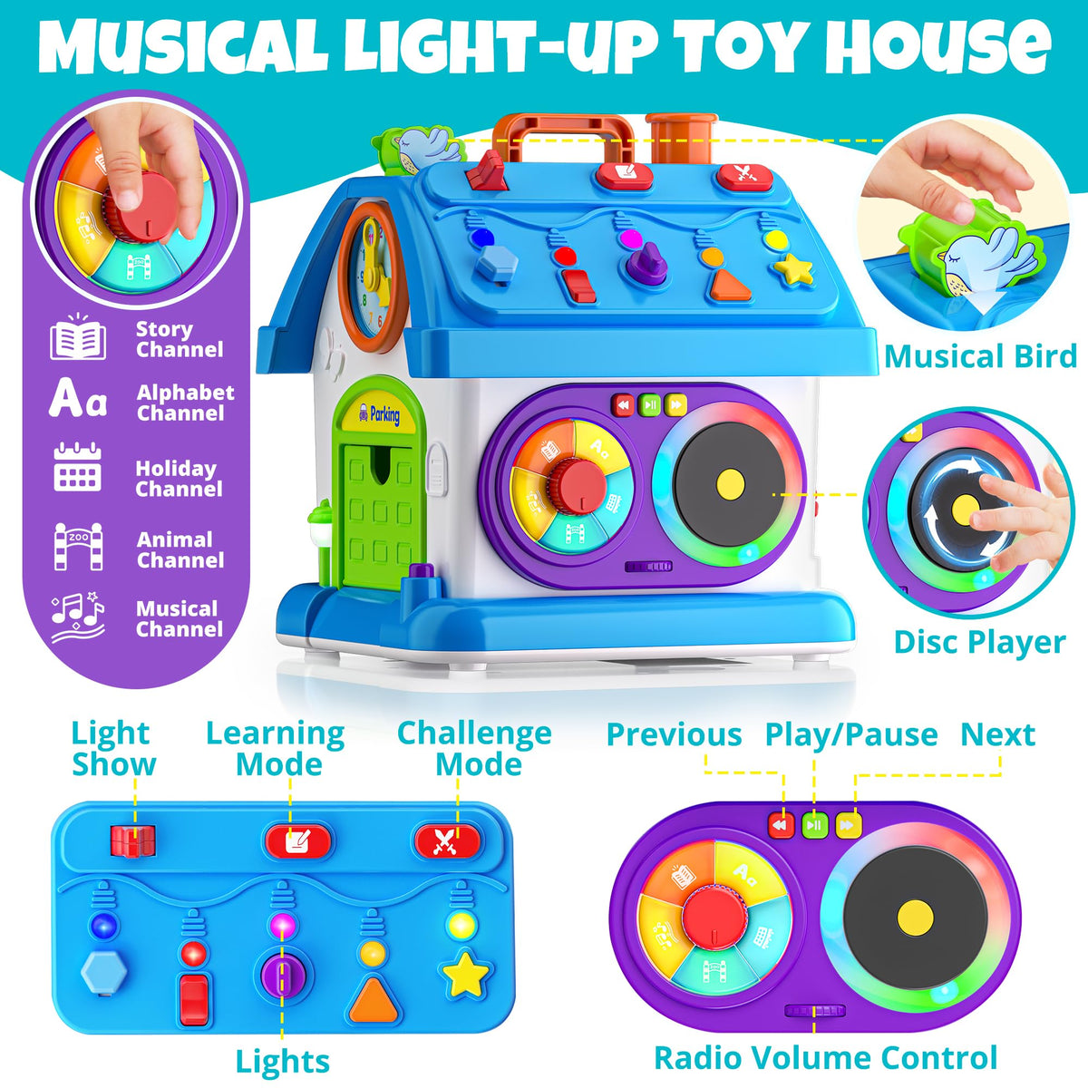 Hurdaos Montessori toy featuring colorful lights to boost attention.