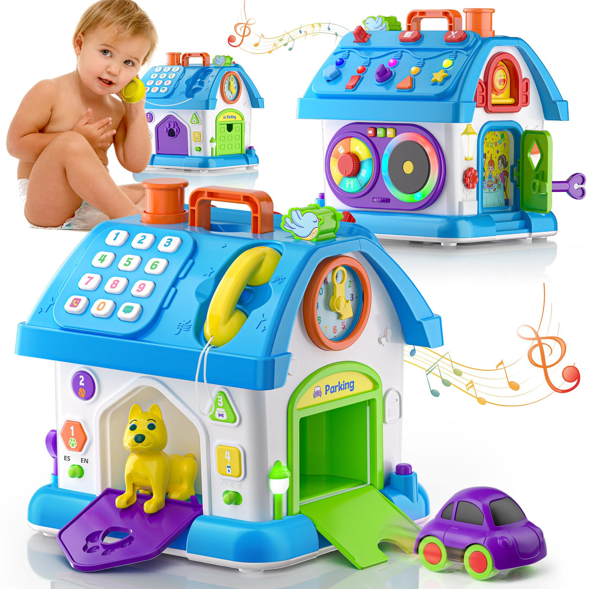 Hurdaos Montessori toy with the musical bird for early music exposure.