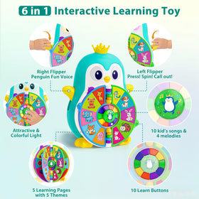 Hurdaos Penguin Learning Toy buttons and sounds reinforce vocabulary