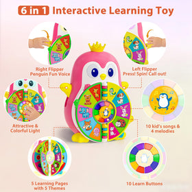Hurdaos penguin lights and buttons promote cognitive engagement through playful cause-and-effect.