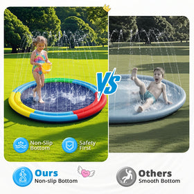Hurdaos splash pad uses thick 0.43mm PVC for durable summer fun.