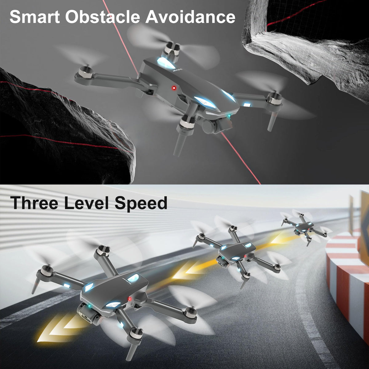 HURSVIE drone two modular batteries extend flight time safely