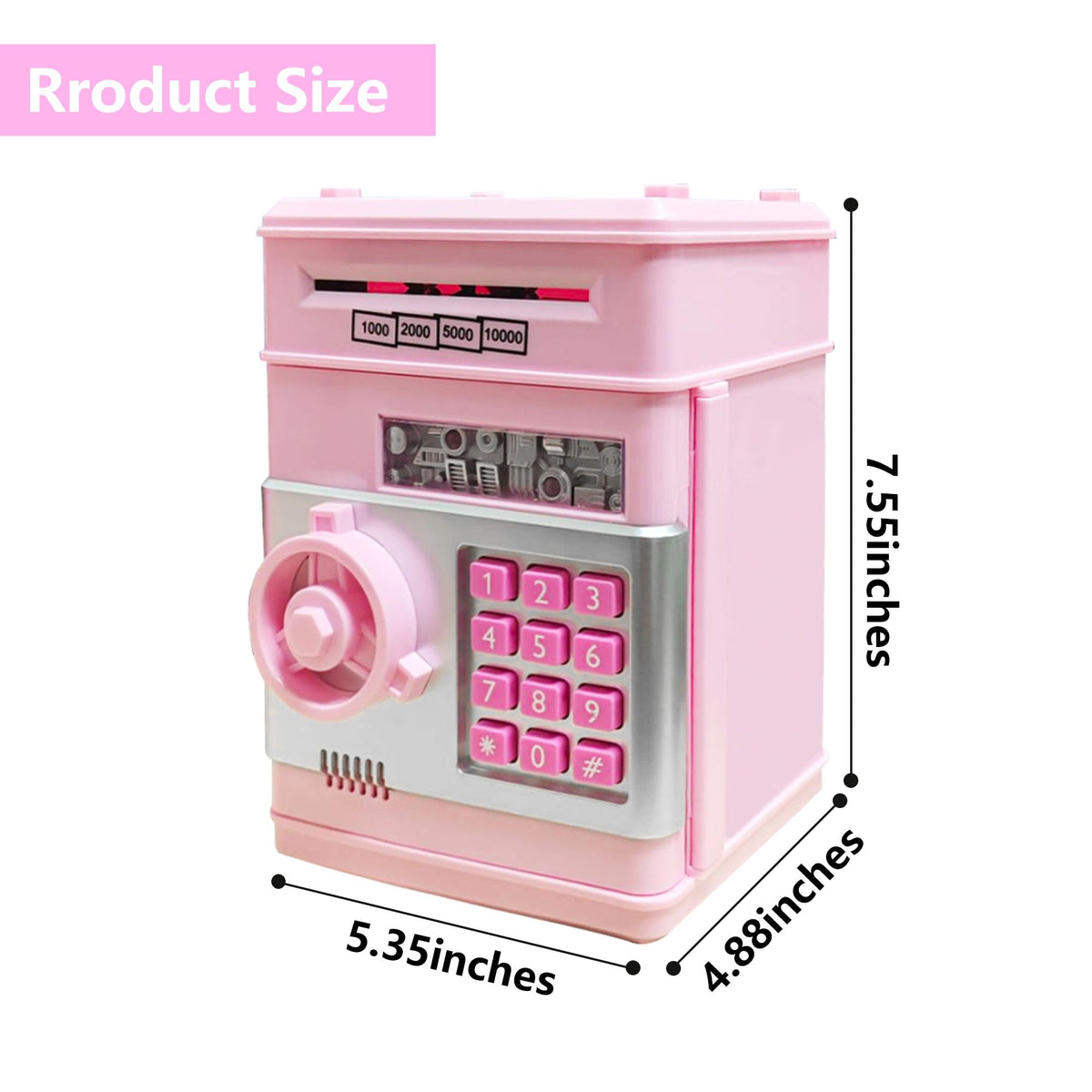 HUSAN piggy bank coin slot on the top for easy deposits.