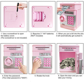 HUSAN piggy bank interior-safe storage for coins and notes.