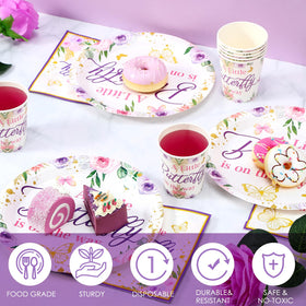 Hushee butterfly cups featuring purple floral pattern for festive drinks