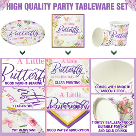 Hushee butterfly party decor with matching floral accents