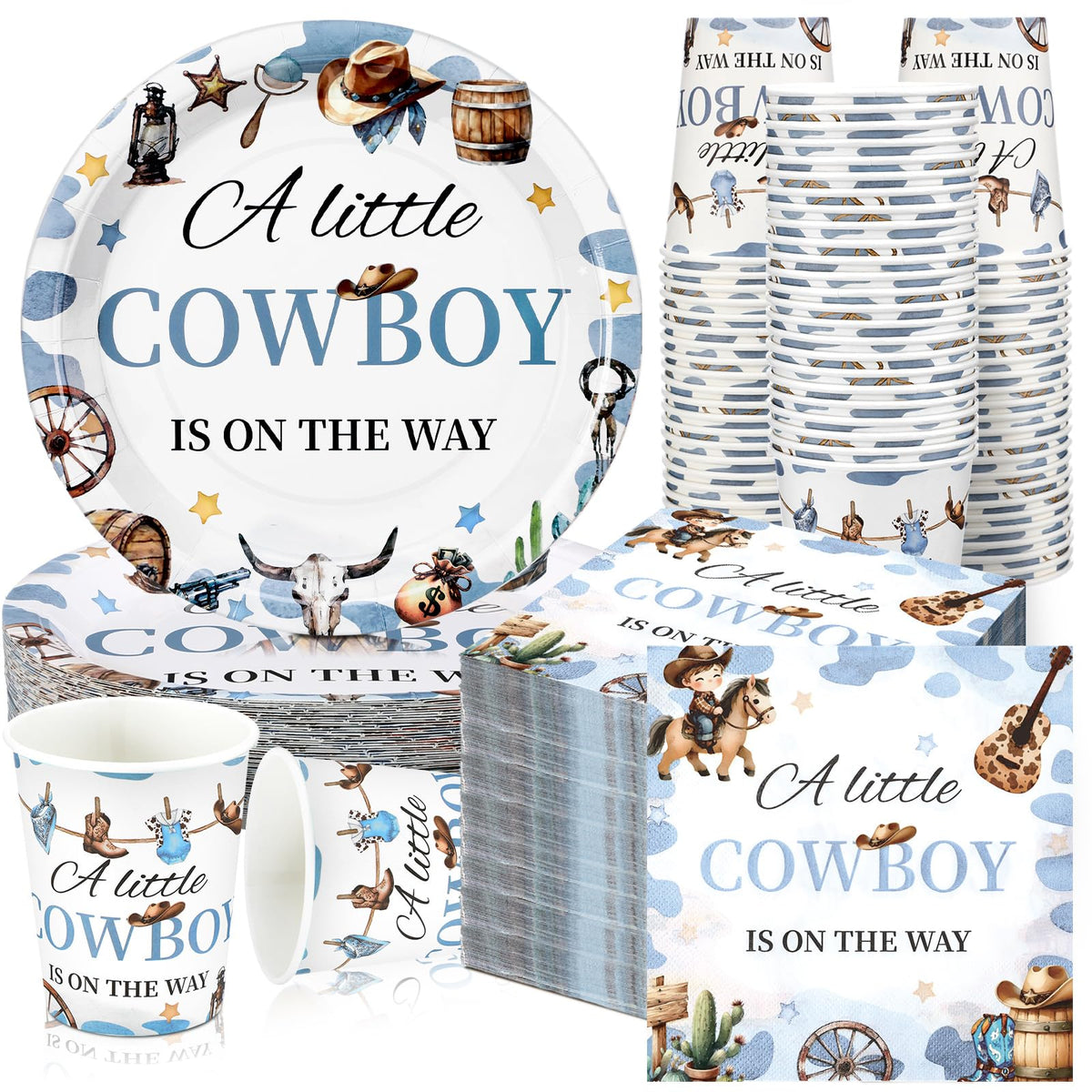 Hushee cowboy plates with watercolor design for festive party setup and easy cleanup