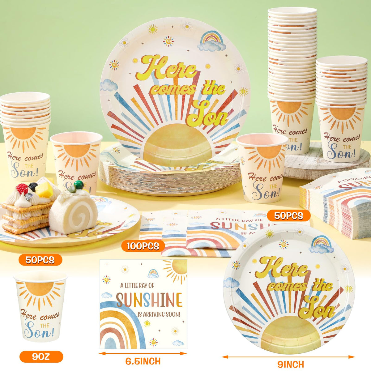 Hushee Here Comes The Son napkins with sunny design for coordinated party decor