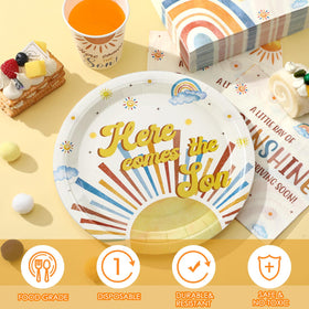 Hushee Here Comes The Son tableware set in boho sun theme for stylish cleanup