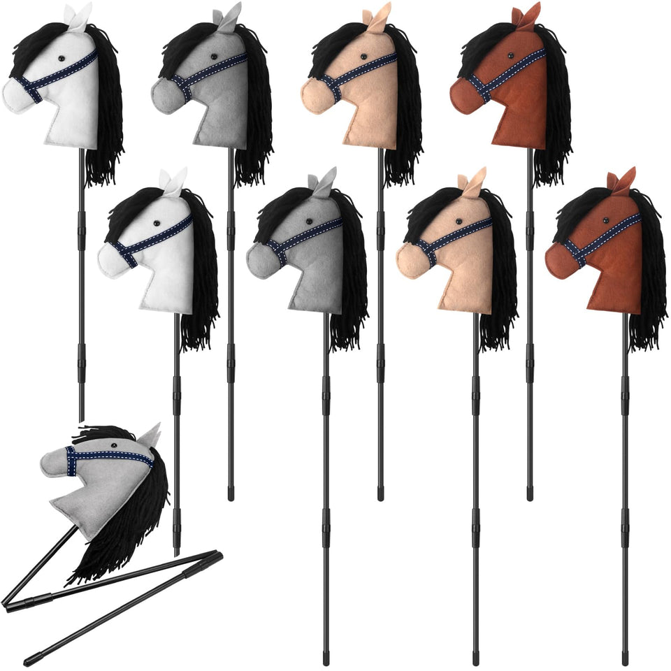 Hushee white horse head on a stick, ideal as a Western party centerpiece.