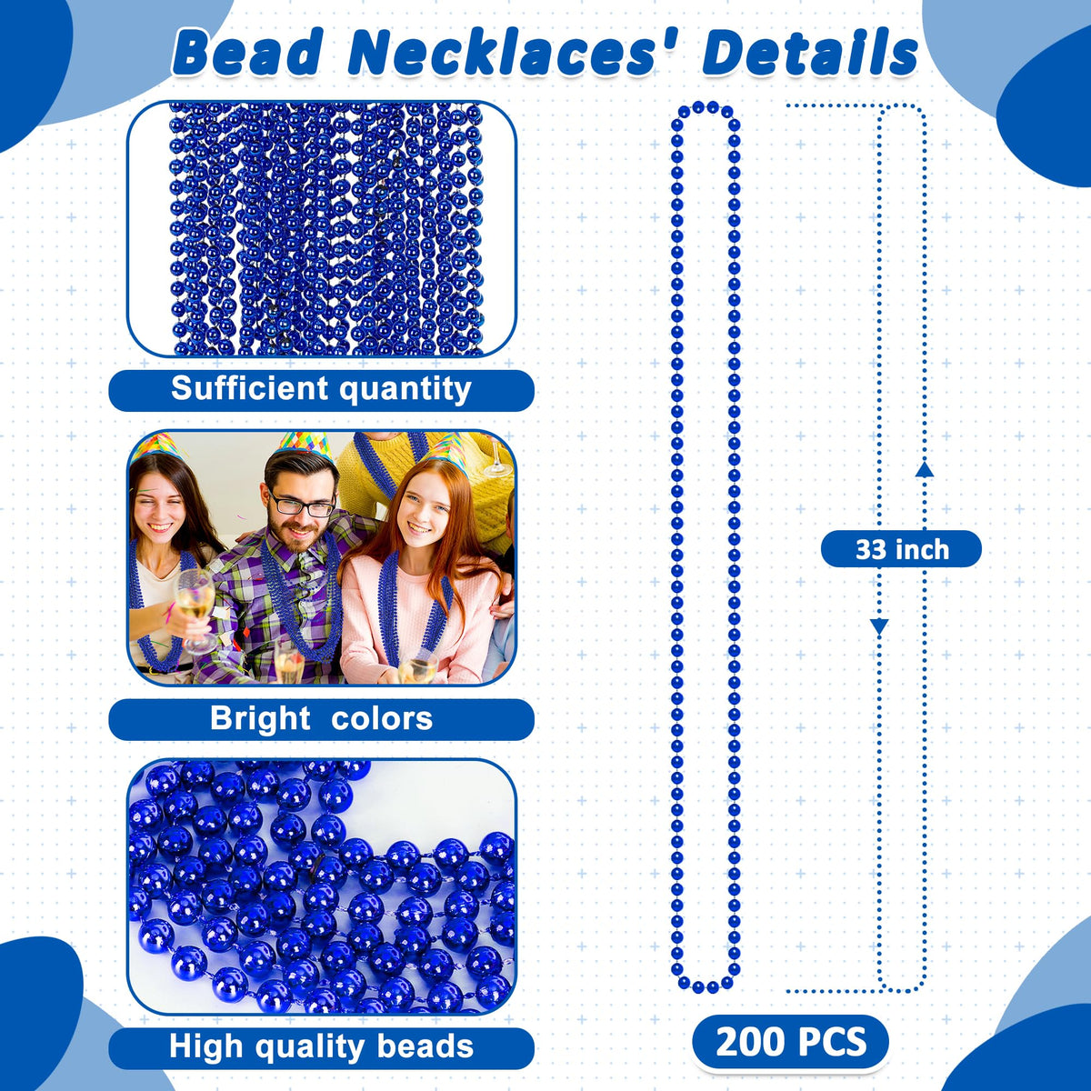 Huskein 200pcs Mardi Gras beads bulk, perfect for party favors and celebrations.