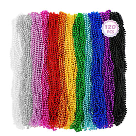 Huskein bead necklace 120pcs Mardi Gras beads in 33-inch length for parties.
