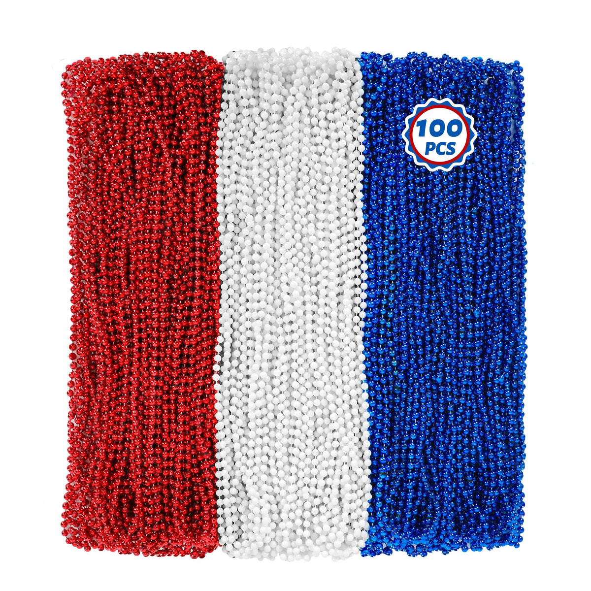 Huskein Fourth of July beads necklace, 33 inch, parade accessory for many guests