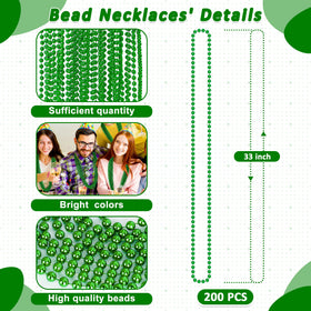 Huskein green Mardi Gras beads in bulk, perfect for weddings and celebrations.