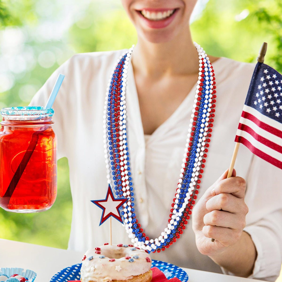 Huskein independence day beads pack 100 pieces for events