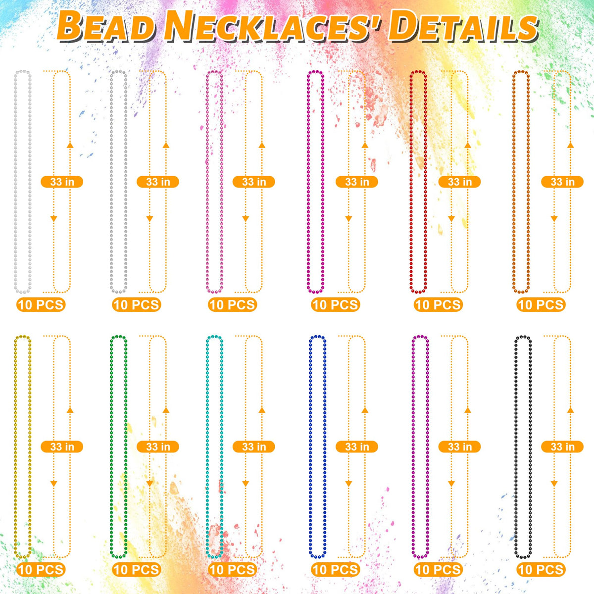 Huskein Mardi Gras beads in 12 colors add vibrant fun to celebrations.