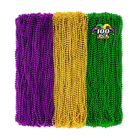 Huskein Mardi Gras beads 33-inch purple, gold, and green for parade wear.