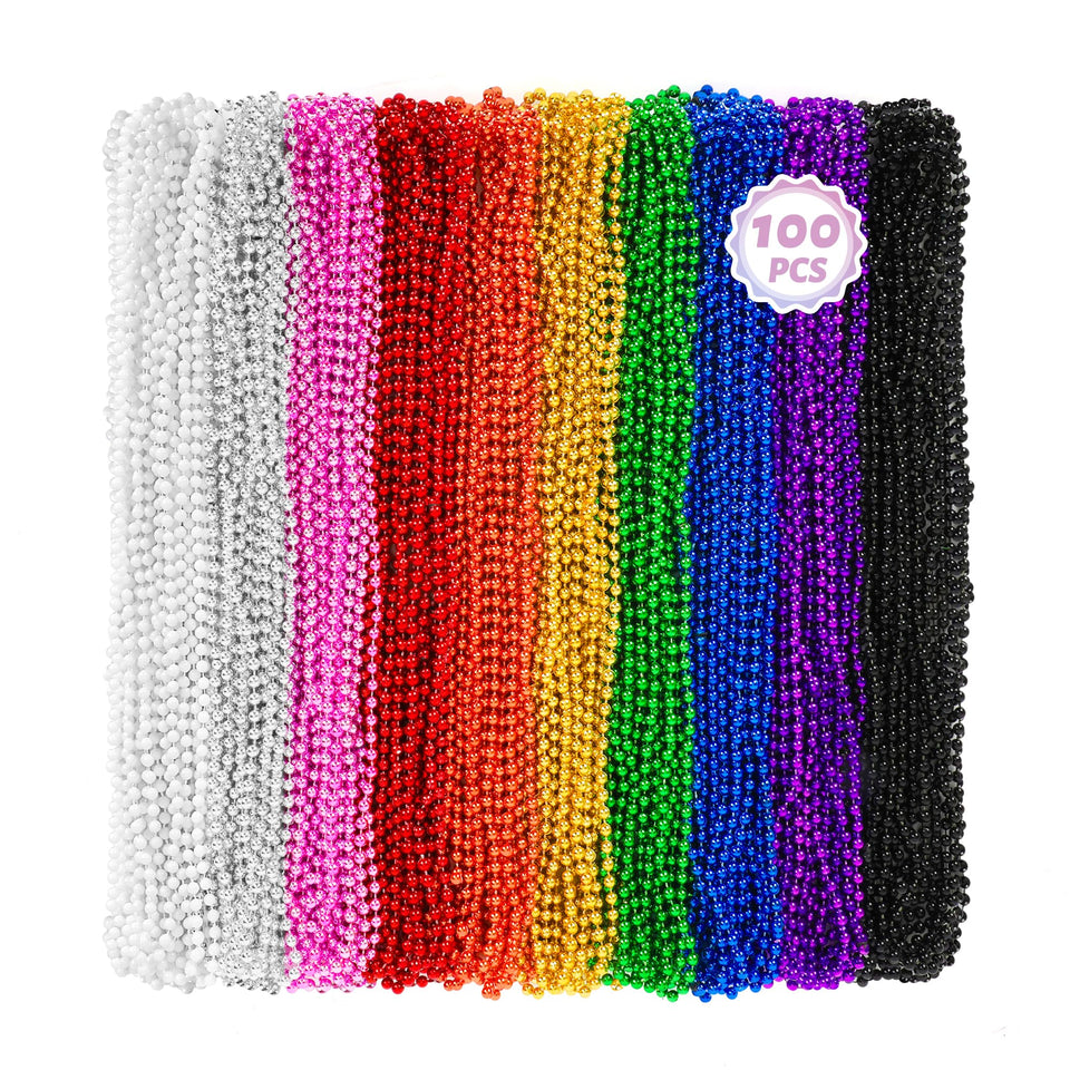 Huskein Mardi Gras beads assortment in 33-inch length, vivid colors for parades and celebrations.