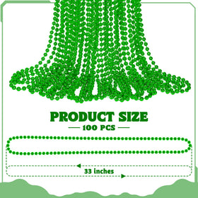 Huskein Mardi Gras beads bulk, 33 inches of shiny green flair