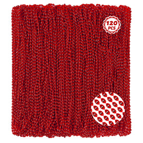 Huskein red oval beads necklace, 33 inch length, a striking festive accessory.