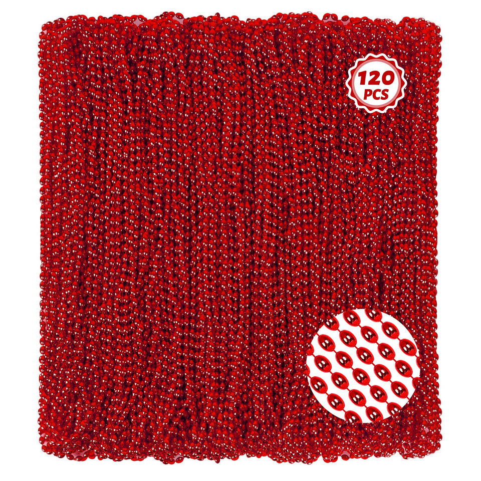 Huskein red oval beads necklace, 33 inch length, a striking festive accessory.