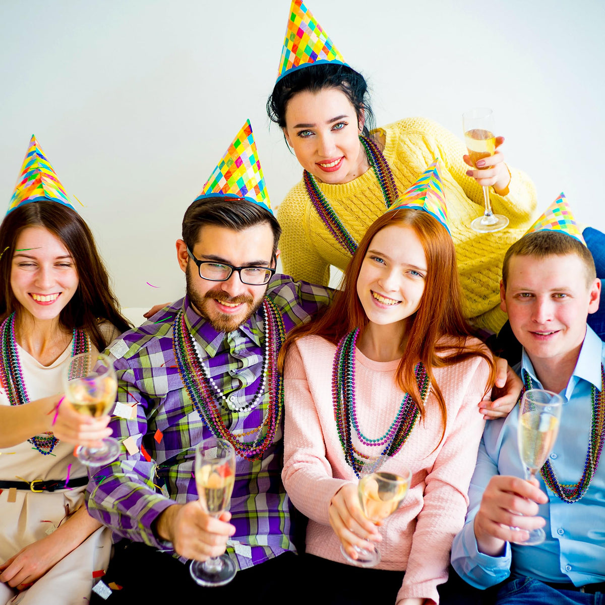 Huskein sturdy plastic Mardi Gras beads offer safe, reusable party accessories.
