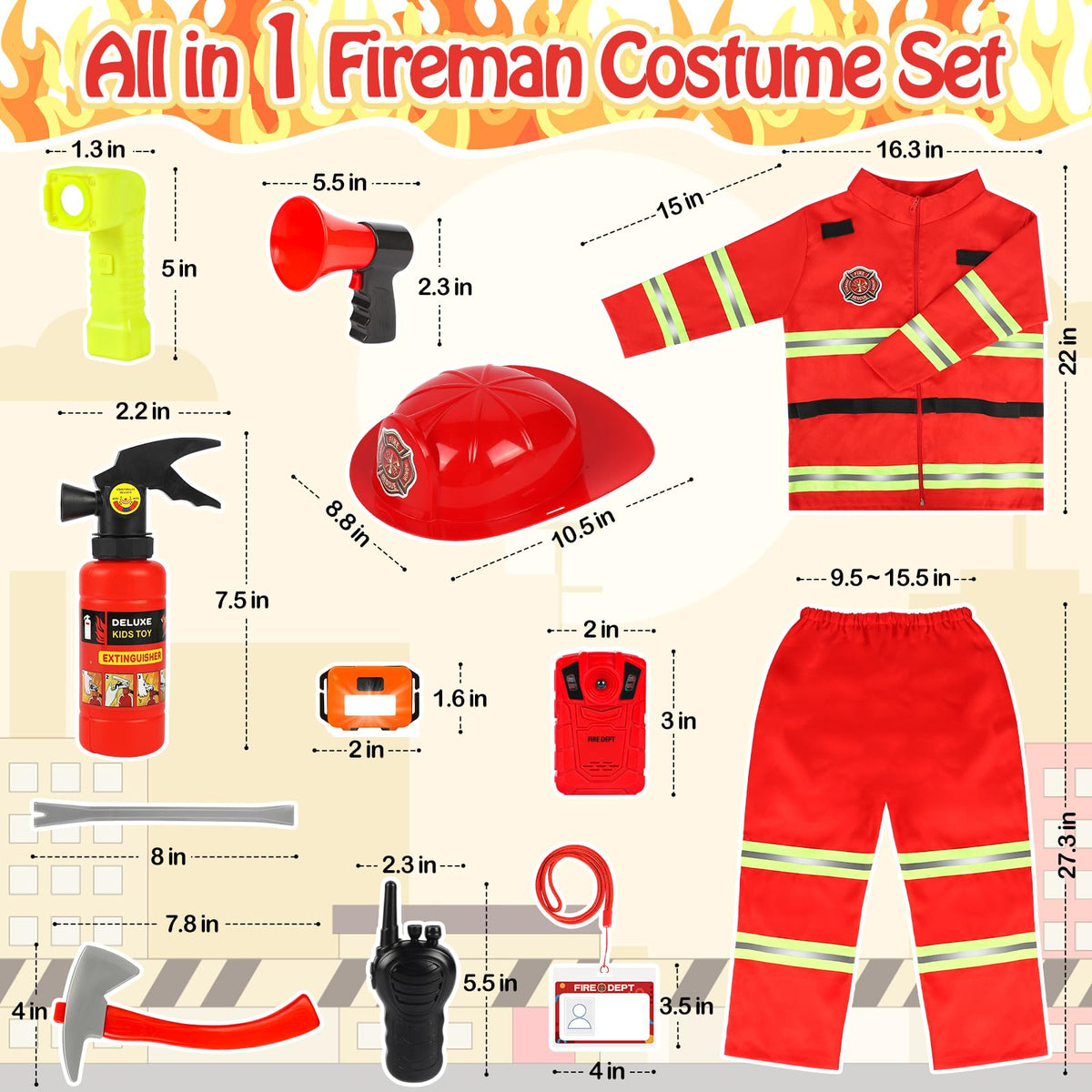 HUUIDY accessories kit with belt and walkie-talkie enables complete role-play scenarios.