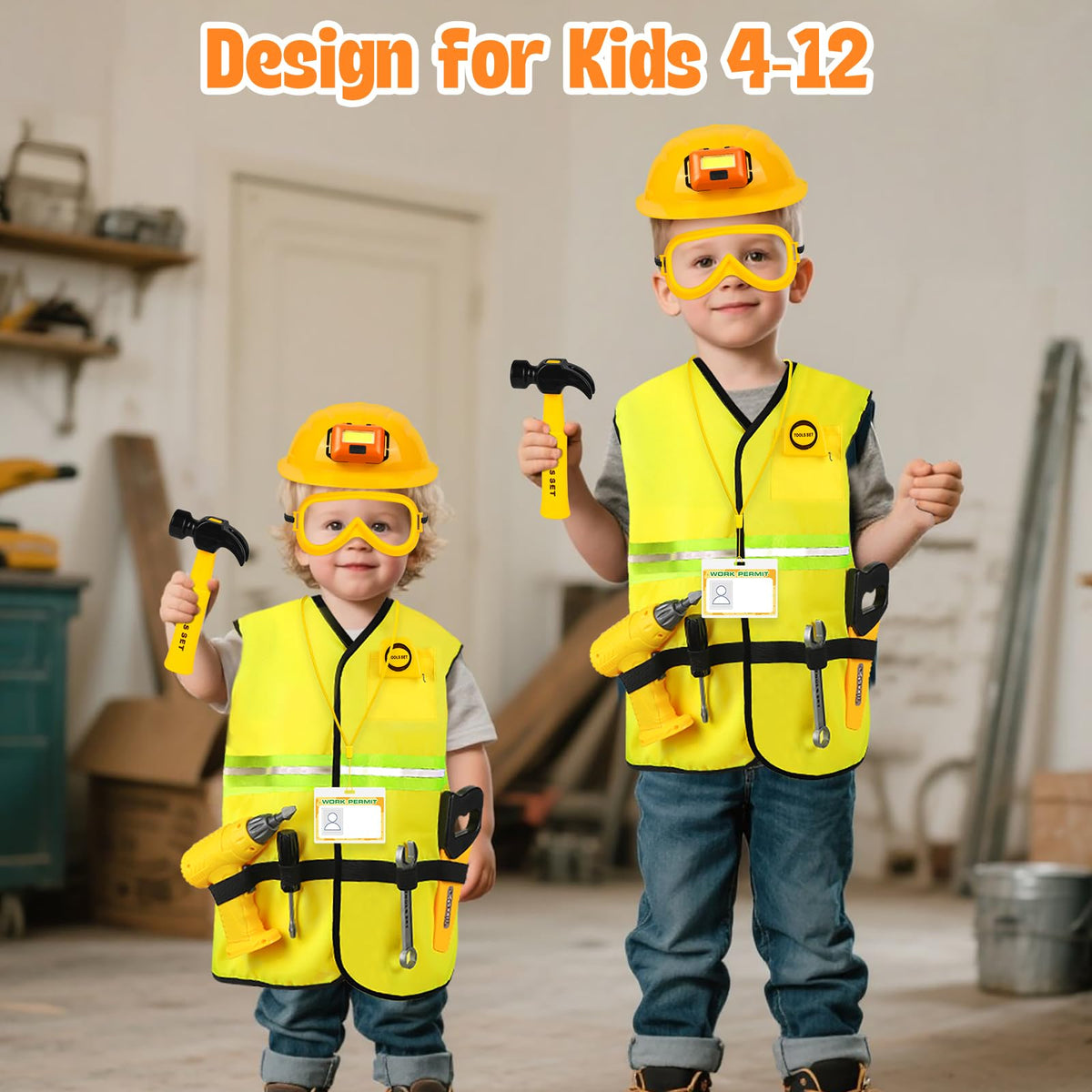HUUIDY dress-up tools set close-up shows durable, child-friendly construction.