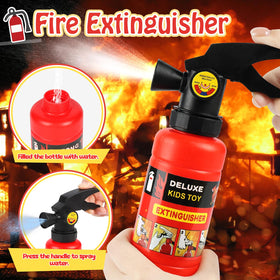 HUUIDY water-spray extinguisher illustrates interactive firefighting play and fine-motor engagement.