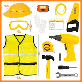 HUUIDY measuring tape, wrench, and screwdriver set for hands-on play.