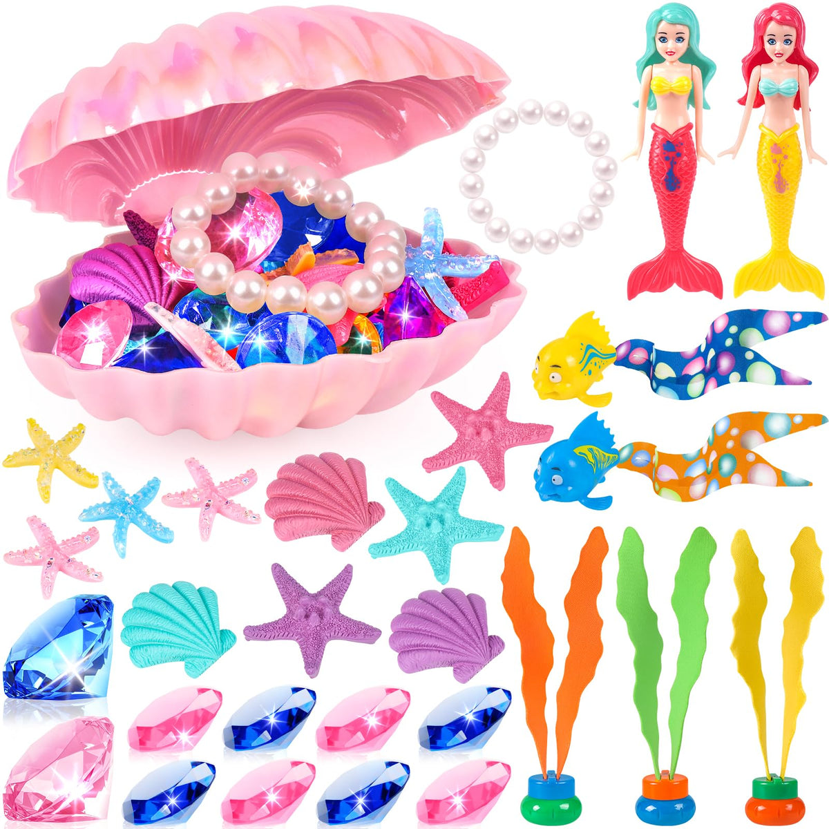 HUUIDY shell treasure box with glossy finish keeps pool treasures organized.
