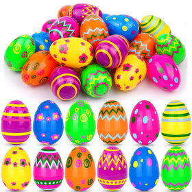 Huyamap 48-pack 3.1-inch printed Easter eggs for vibrant egg hunts.