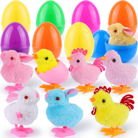 Huyamap 8-pack Easter eggs with wind-up toys for kids' hunts