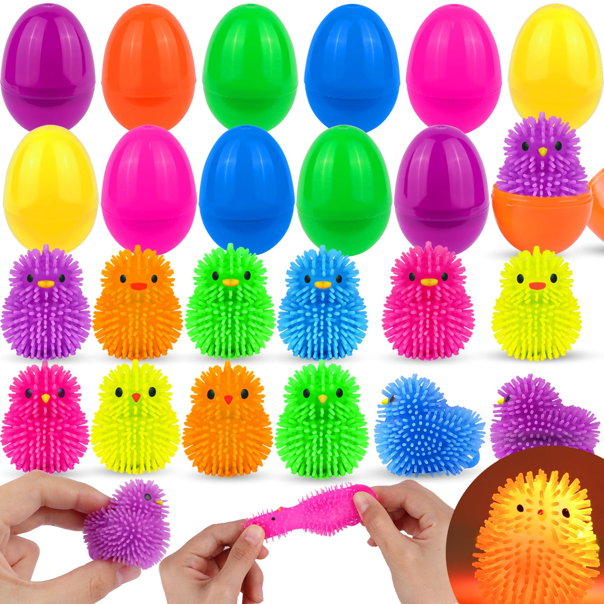 Huyamap Easter LED puffer ball inside a colorful egg for vibrant Easter hunts