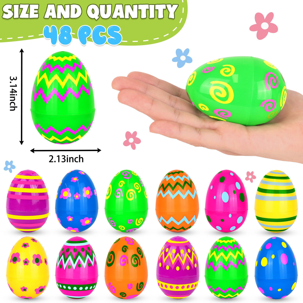 Huyamap Easter eggs with fillable interior for candy surprises.