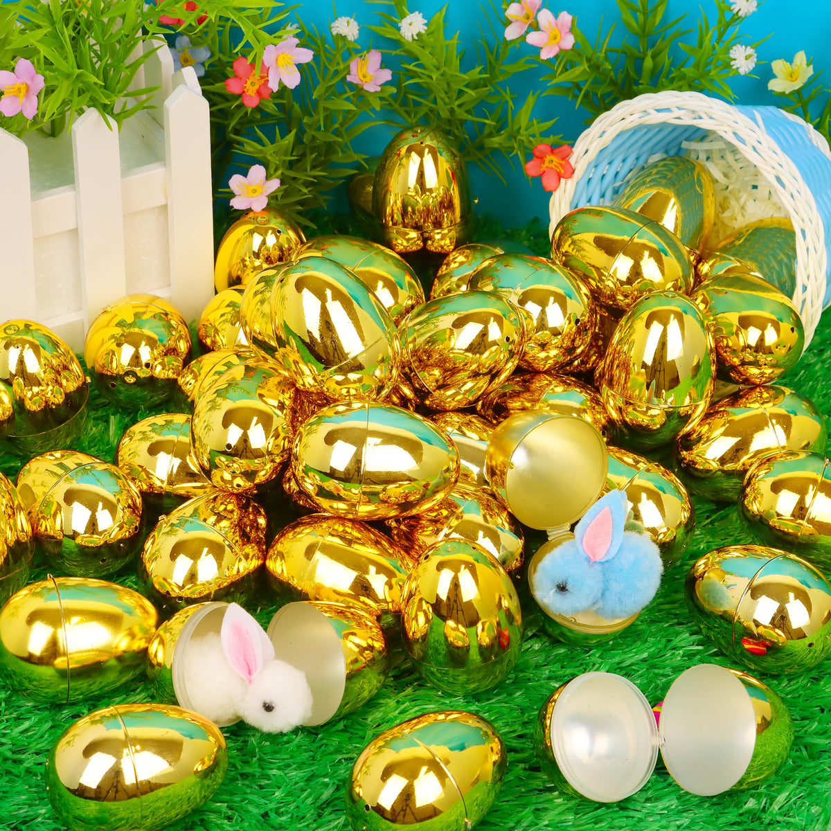 Huyamap gold Easter eggs 36-pack ready for hunts and gifting.