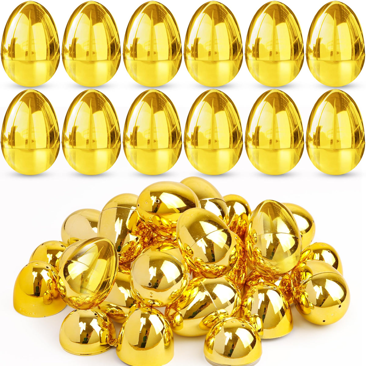 Huyamap golden Easter egg 2.4-inch attached hinge for secure hunts.