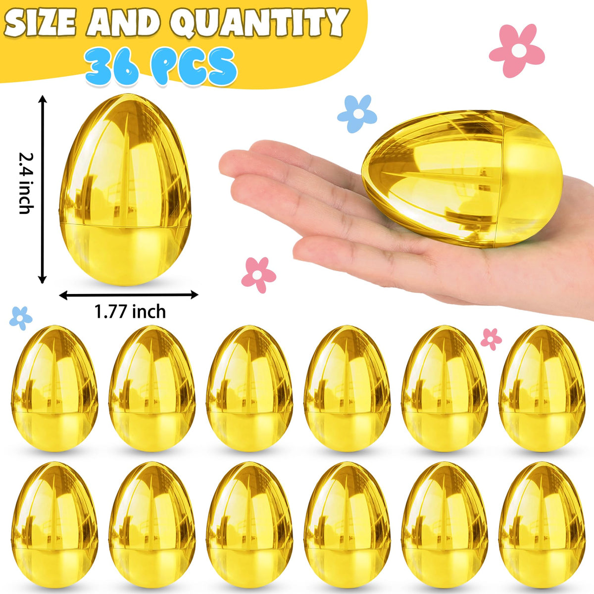 Huyamap golden Easter egg 2.4-inch fillable for candies and surprises.