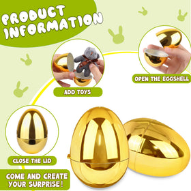 Huyamap golden Easter egg 2.4-inch shiny metallic finish reflects light.