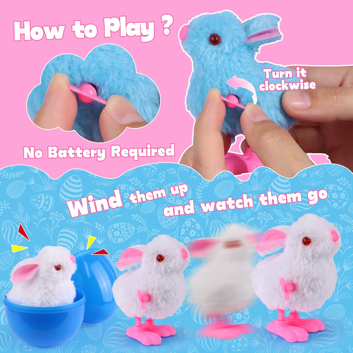 Huyamap wind-up bunny inside egg in bright colors