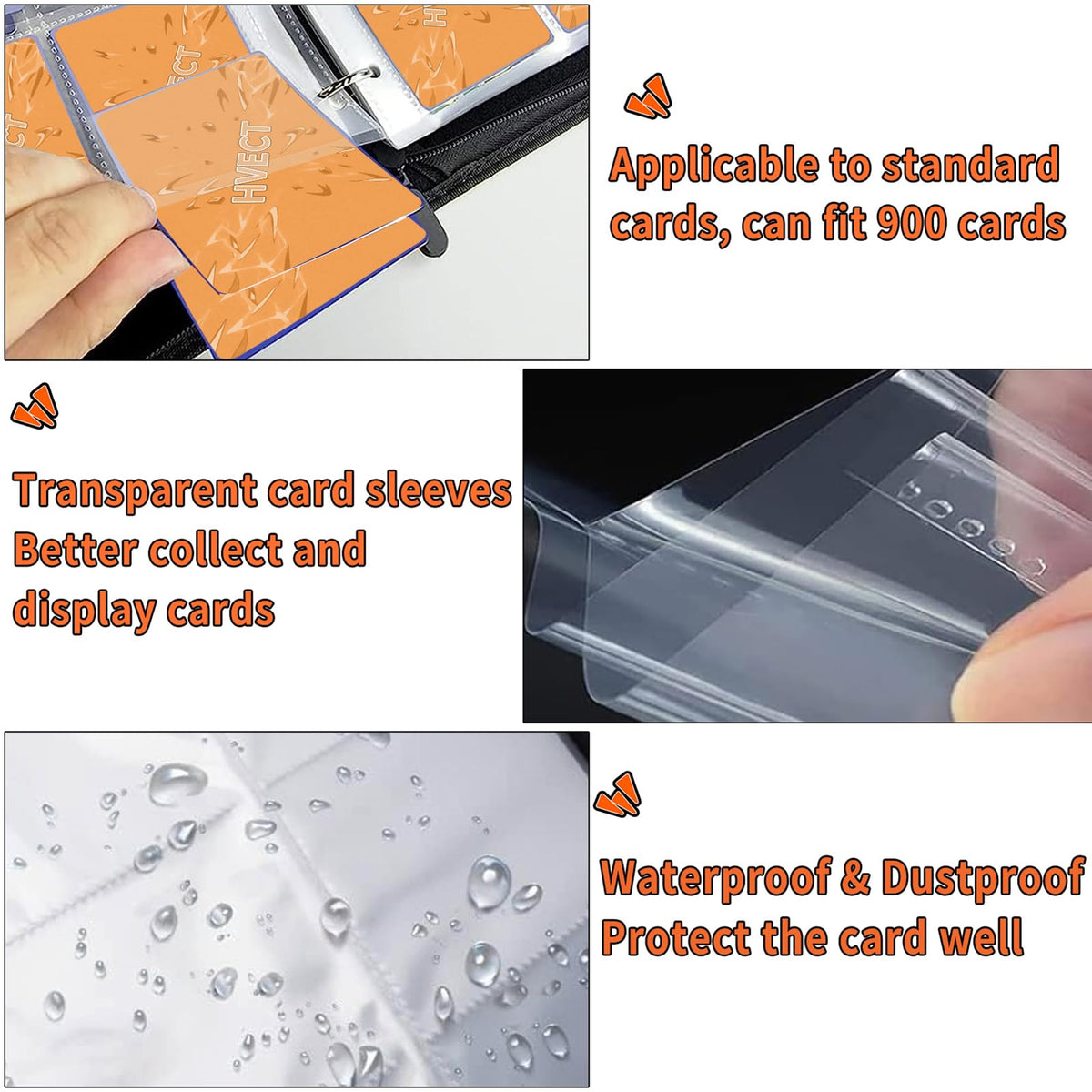 HVECT 900-card capacity binder neatly organizes sports, MTG, and trading cards.