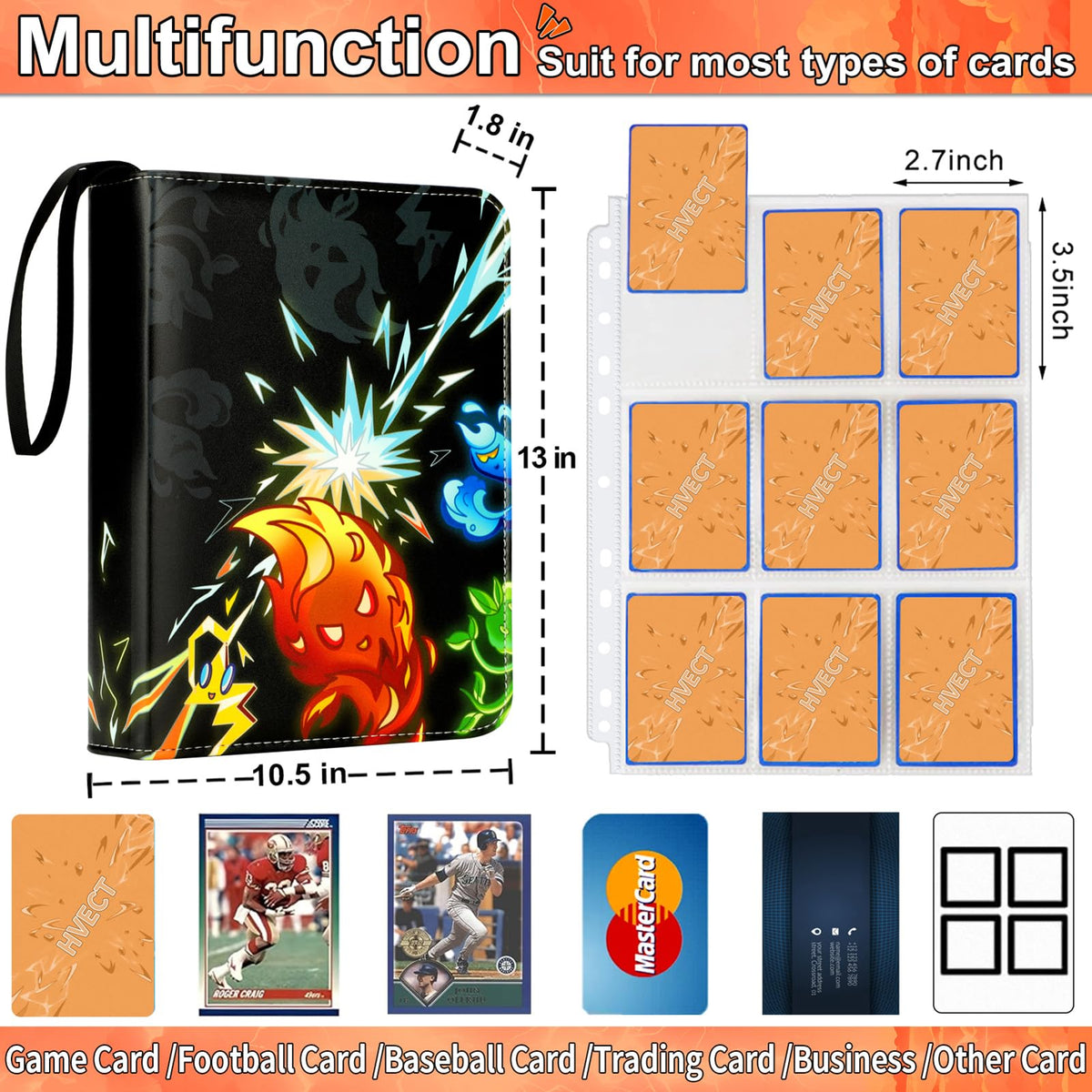 HVECT double-sided sleeves display allows quick browsing of your collection.