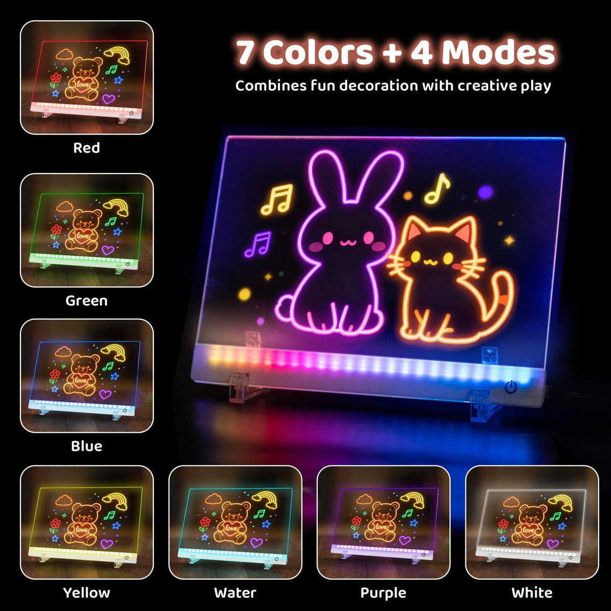 HVMVNV cordless rechargeable LED board enables portable art sessions.