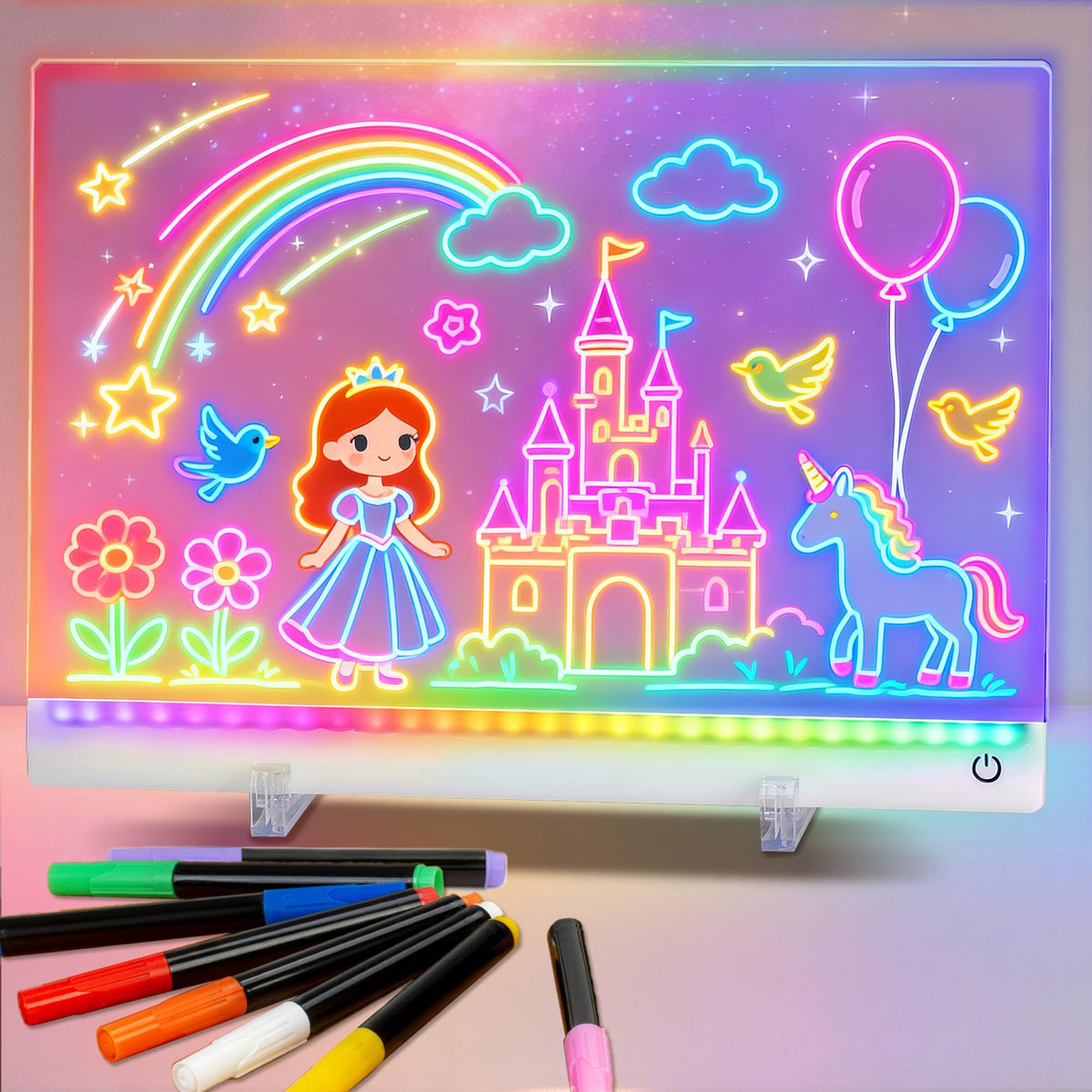 HVMVNV rechargeable LED drawing board front view with a spacious creative surface