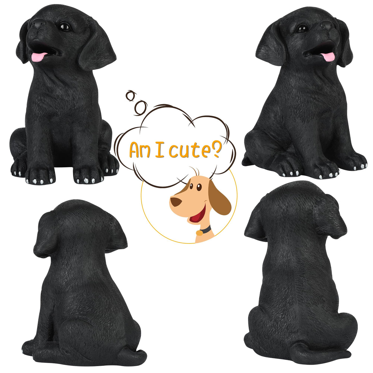H&W black Labrador coin bank side view used as room decor and educational tool