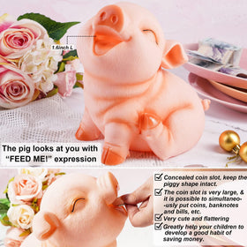 Durable PVC vinyl shell of H&W piggy bank resists drops