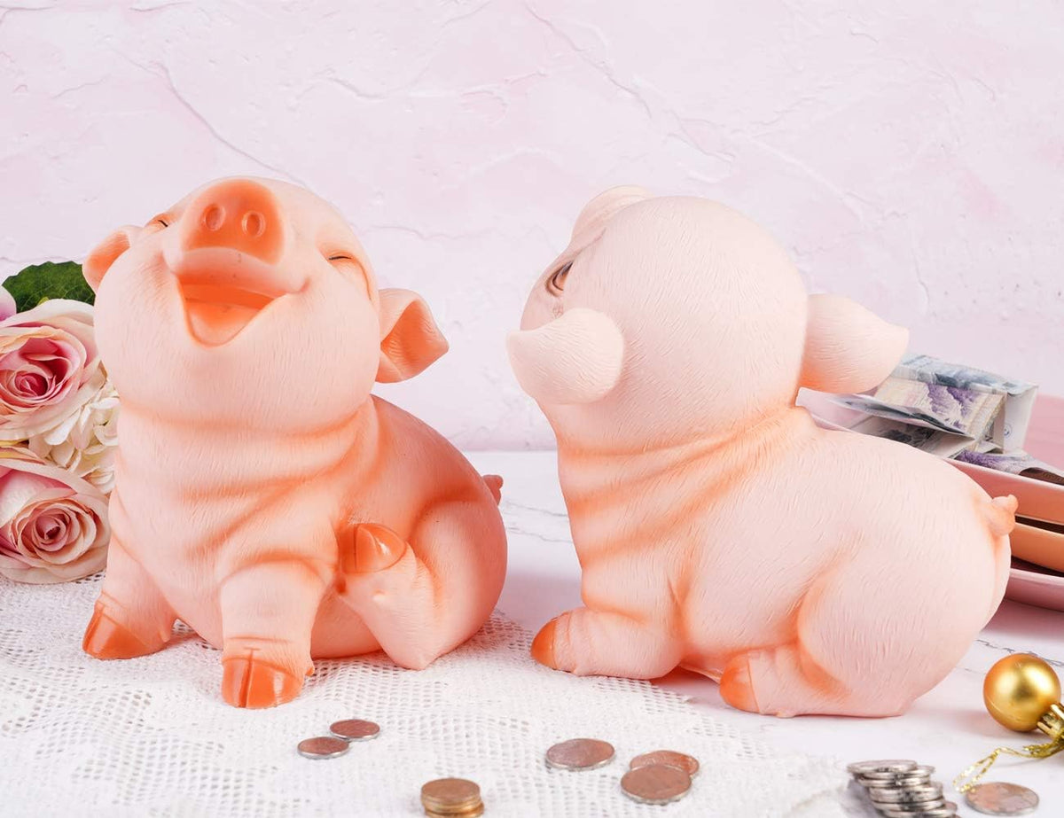 H&W piggy bank holds up to 1000 coins for savings